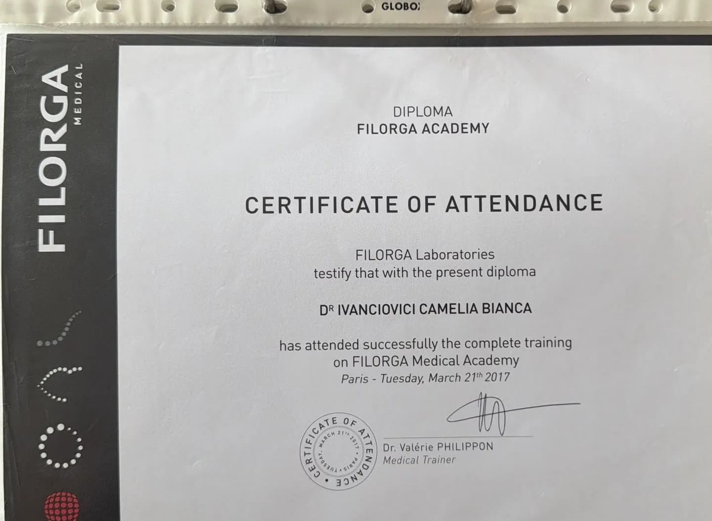 Filorga Medical Academy – Diplomă