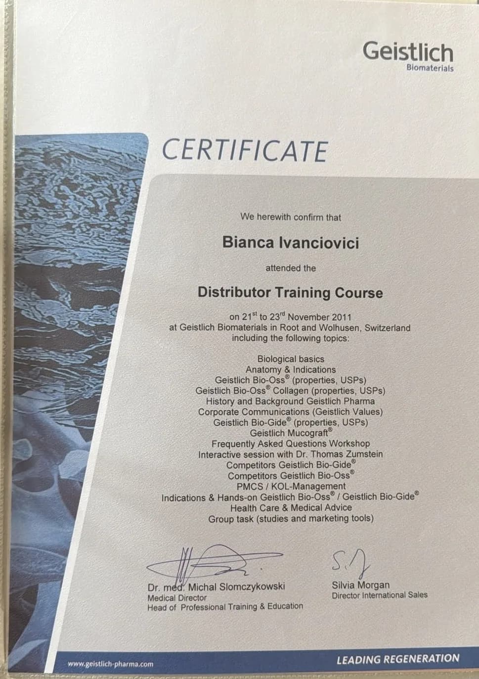 Distributor Training – Geistlich Bio-Oss®, Bio-Gide® & Mucograft®